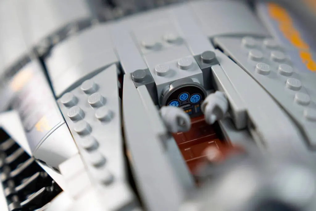 Close-up of Lego cockpit controls