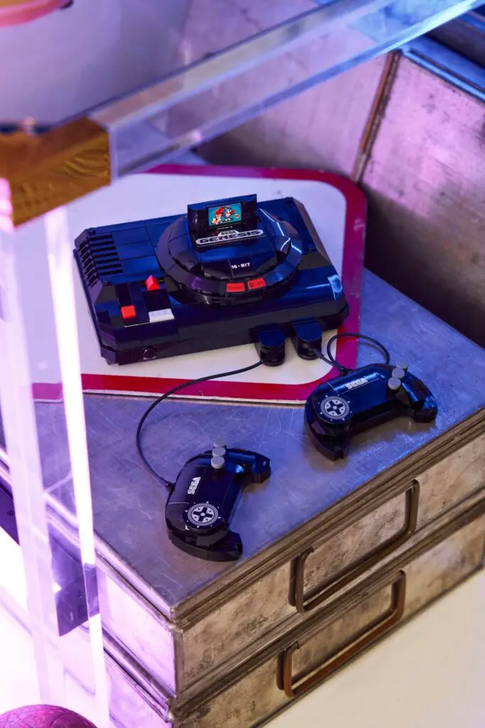 Retro gaming console with controllers