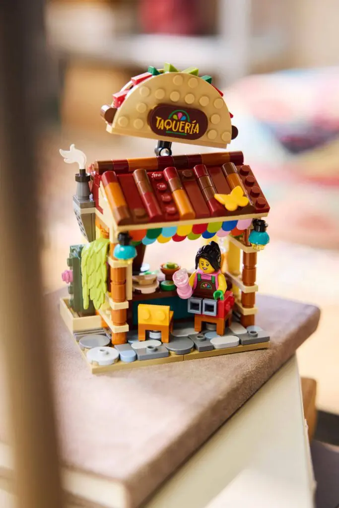 Lego taco stand on table