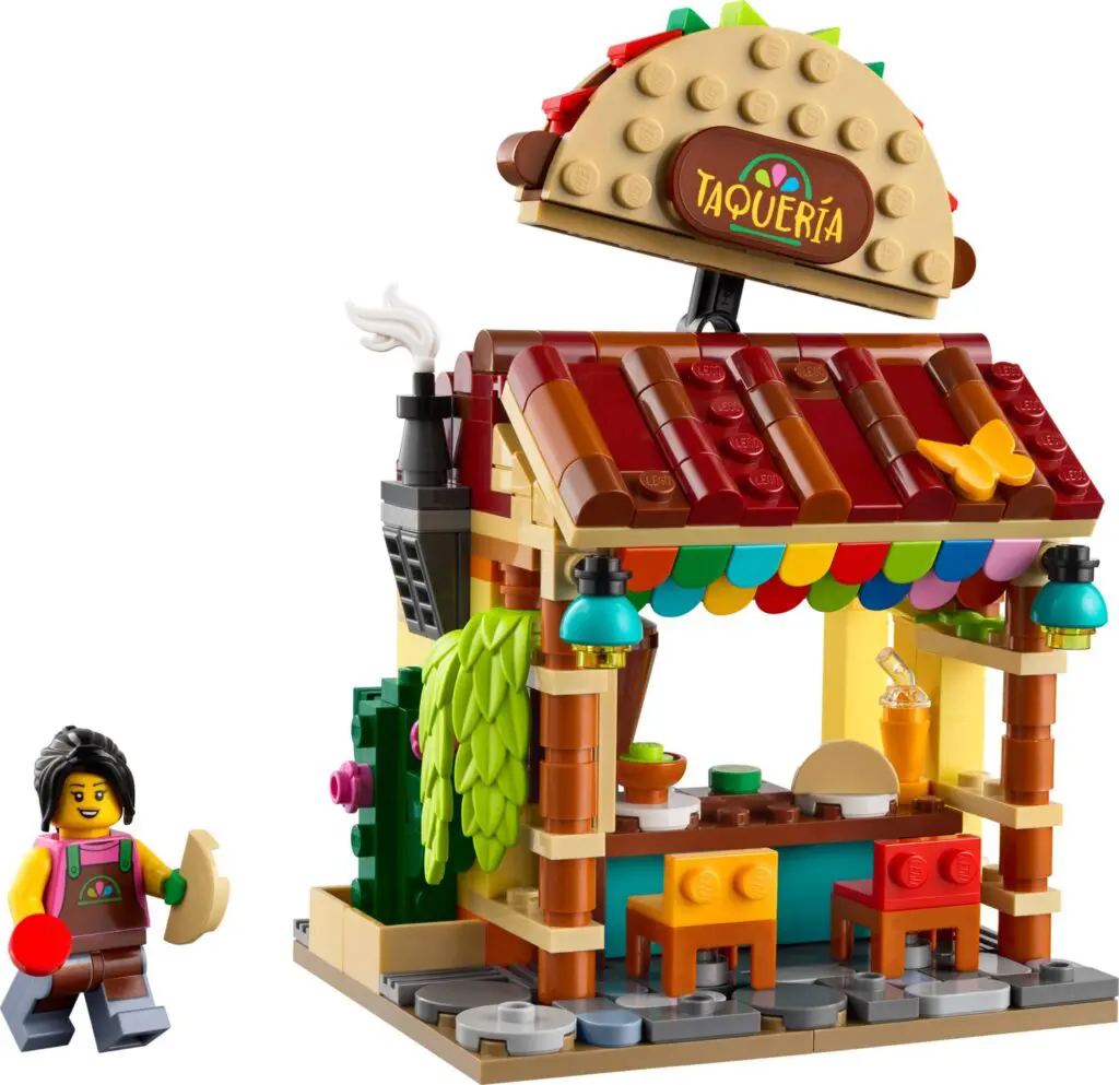LEGO taco stand with a minifigure