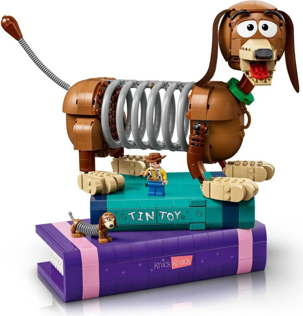 Toy dog and books made of blocks