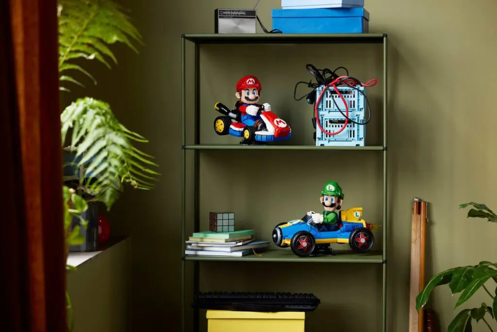 Shelf with Mario and Luigi toys