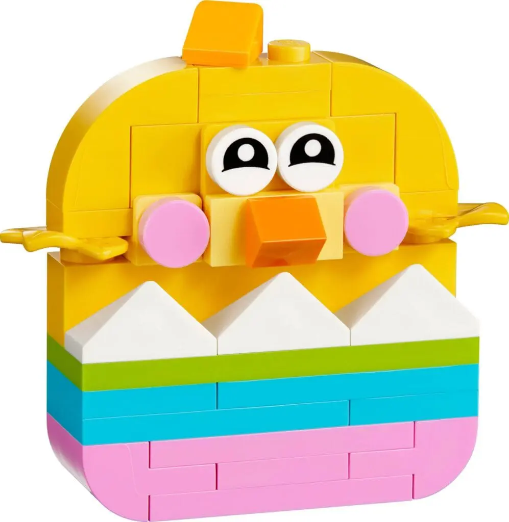 LEGO construction of a cartoon chick