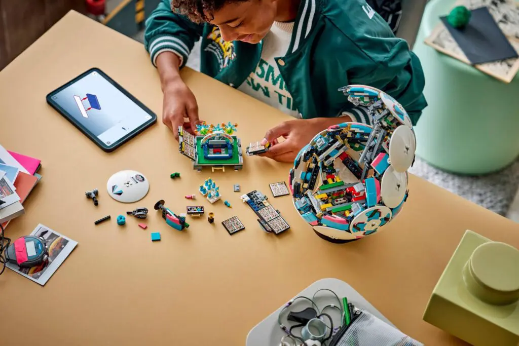 Youngster enjoying a LEGO construction activity