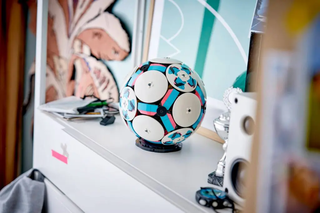 Colorful patterned ball in modern room
