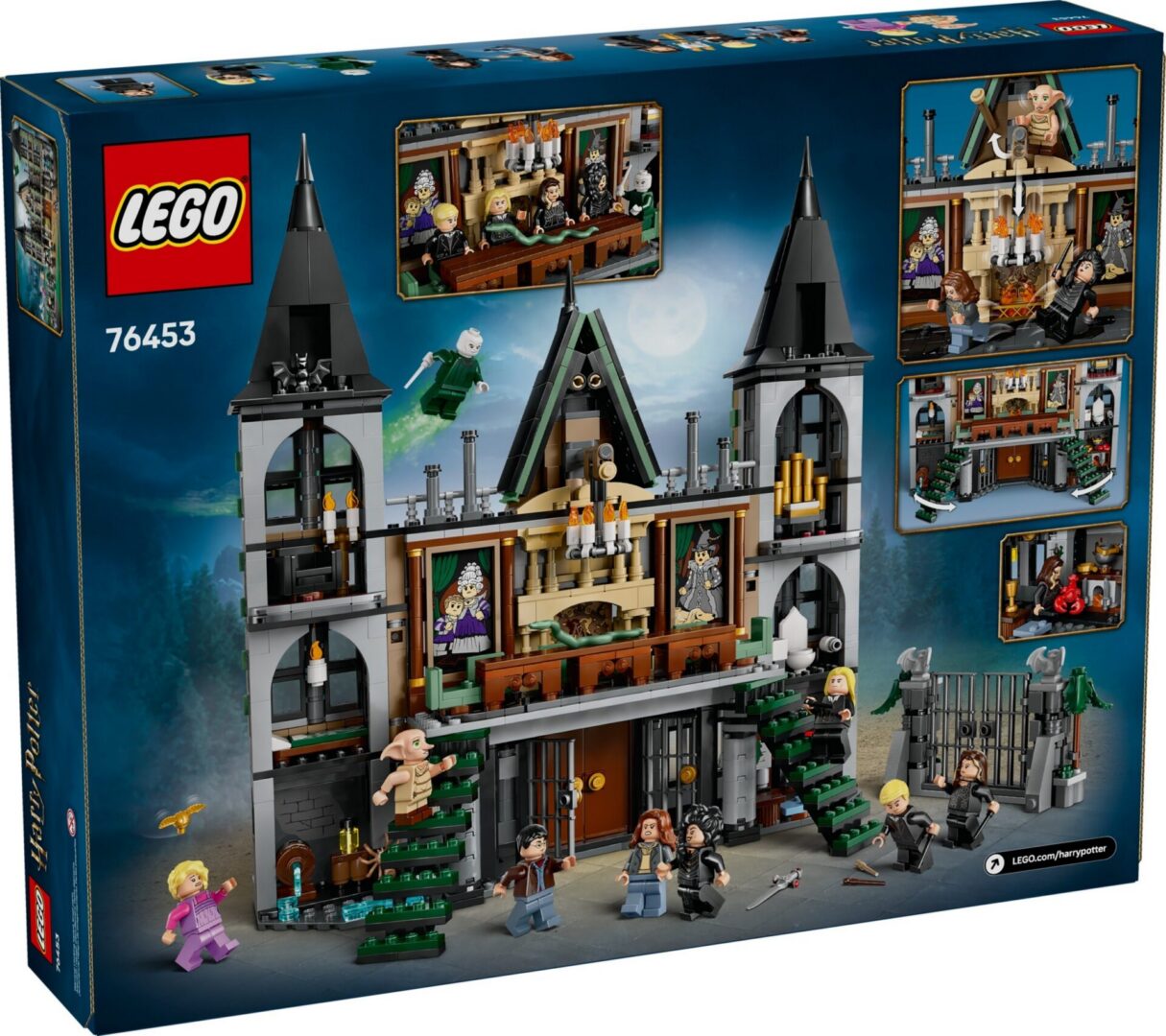 Detailed LEGO castle with minifigures