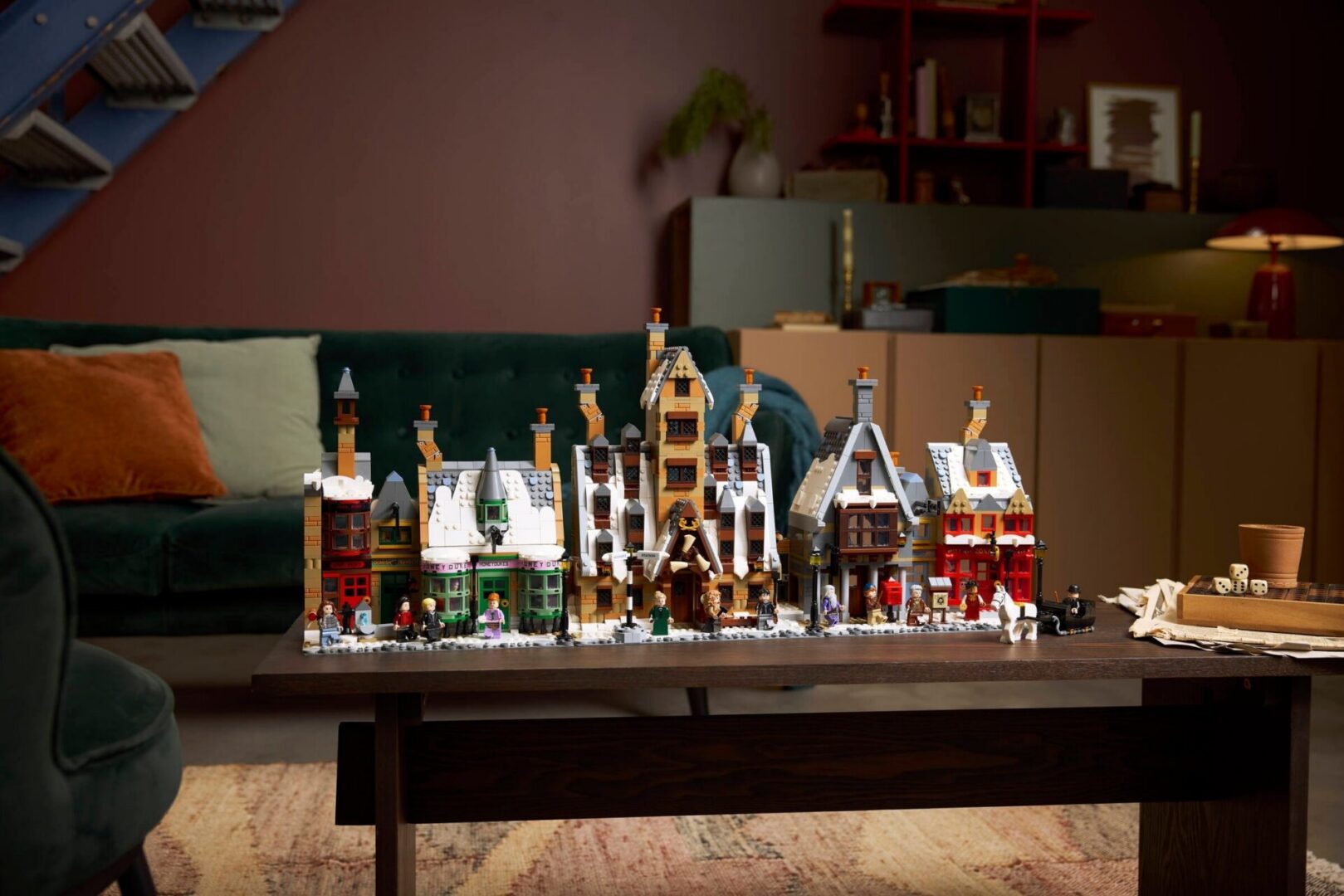 Miniature village on coffee table
